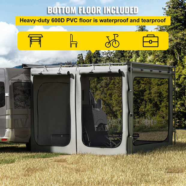 VEVOR Car Awning Room Accessory 300D Oxford Camping Tent with PVC Floor Heavy Duty Extend Shelter for SUV Tent Overland Gear